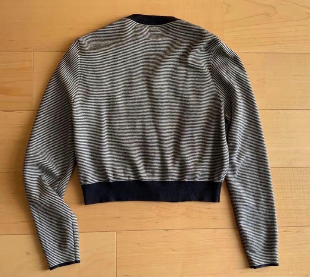 CABaN コットンカシミヤ クルーネックカーディガン　ネイビーストライプ