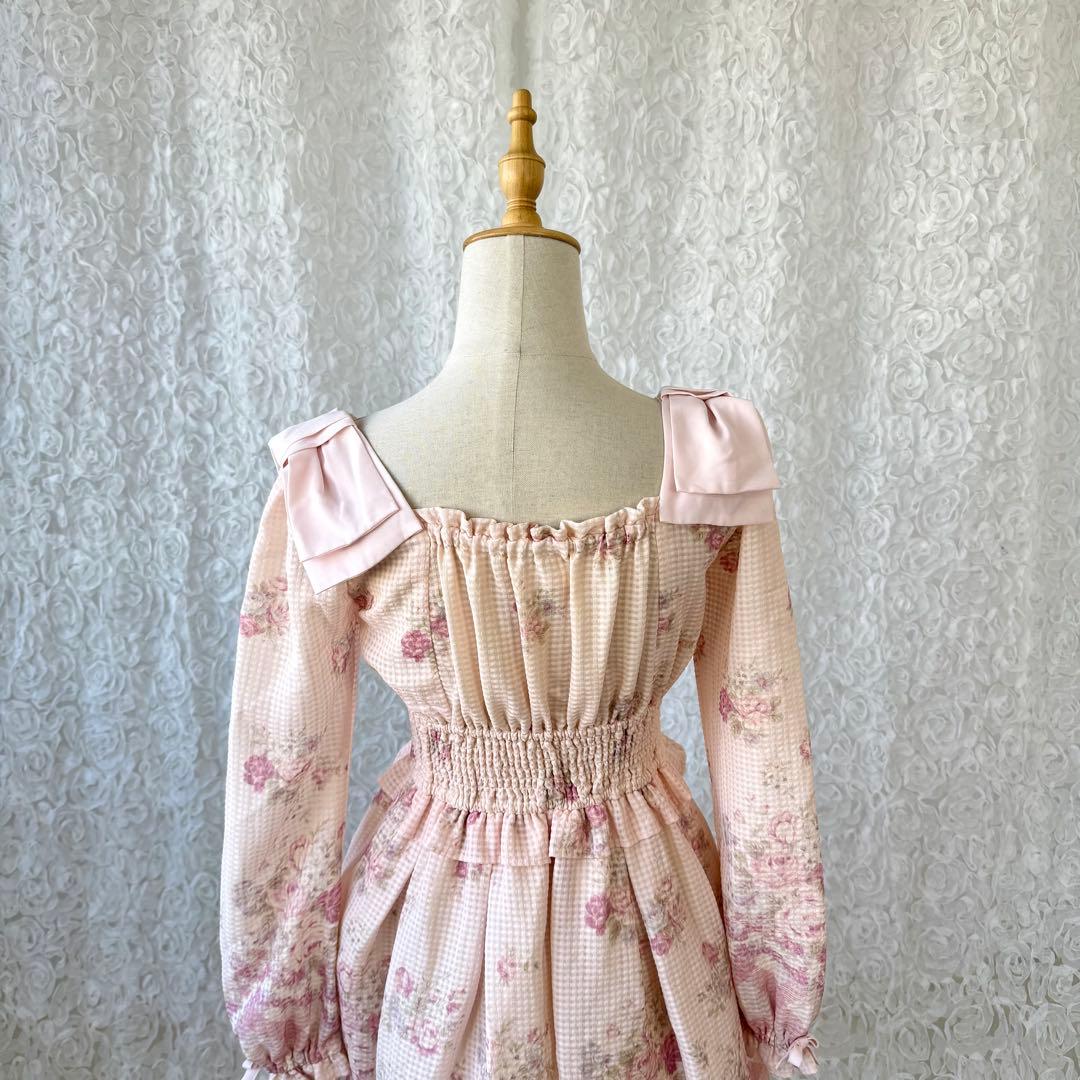リズリサLIZLISA 花柄　ショルダーリボン　姫かわワンピ　量産系　y2k