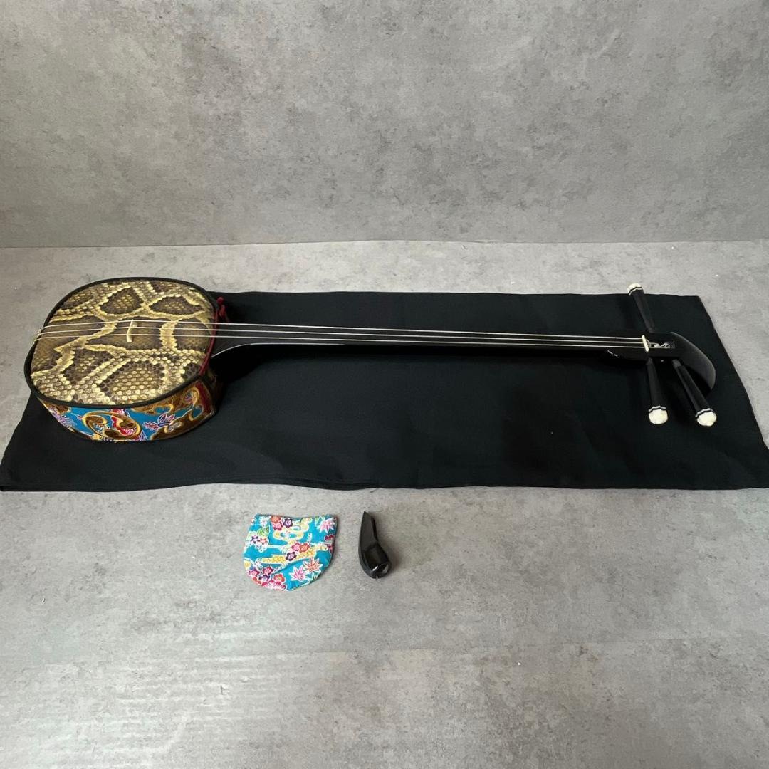 三線 蛇皮 蛇革 強化張り 沖縄 和楽器 ケース付