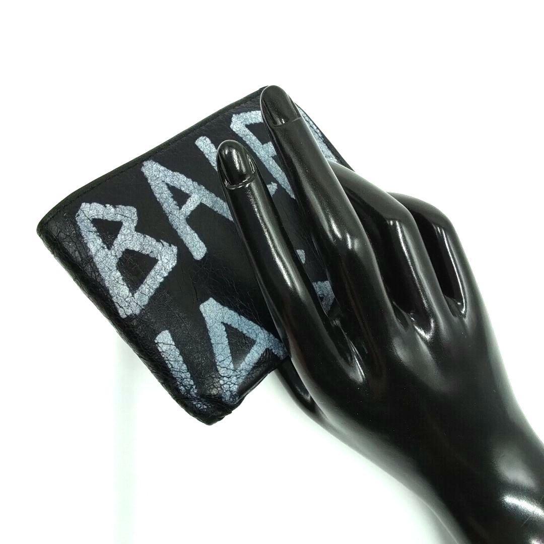 BALENCIAGA バレンシアガ 二つ折り財布 グラフィック ウォレット黒×白