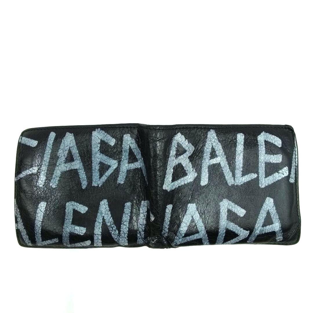 BALENCIAGA バレンシアガ 二つ折り財布 グラフィック ウォレット黒×白