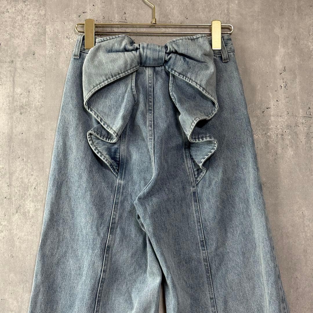 リゼクシー RESEXXY バックリボンデニムワイドパンツ 低身長 S