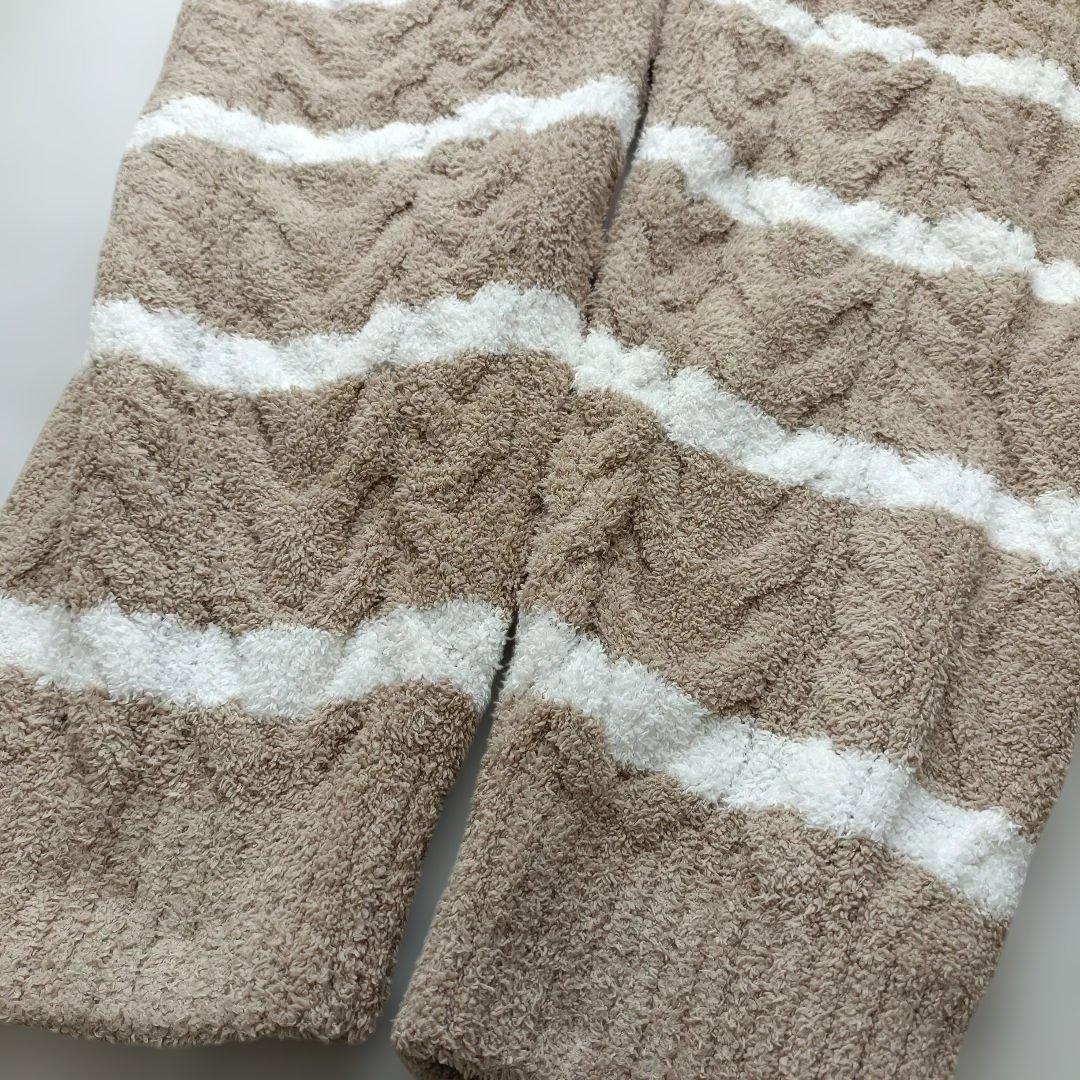 美品 ジェラートピケ ルームウェア セットアップ ボーダー ベージュ