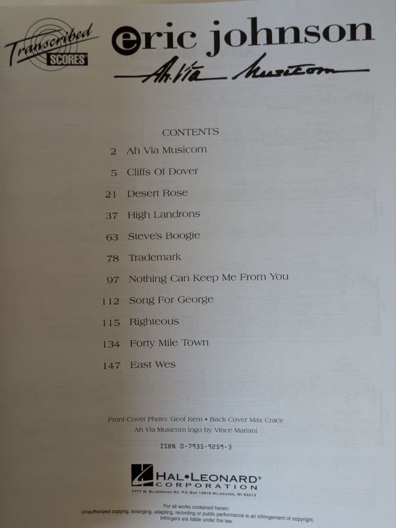 Eric Johnson Ah Via Musicom ギター譜 タブ譜