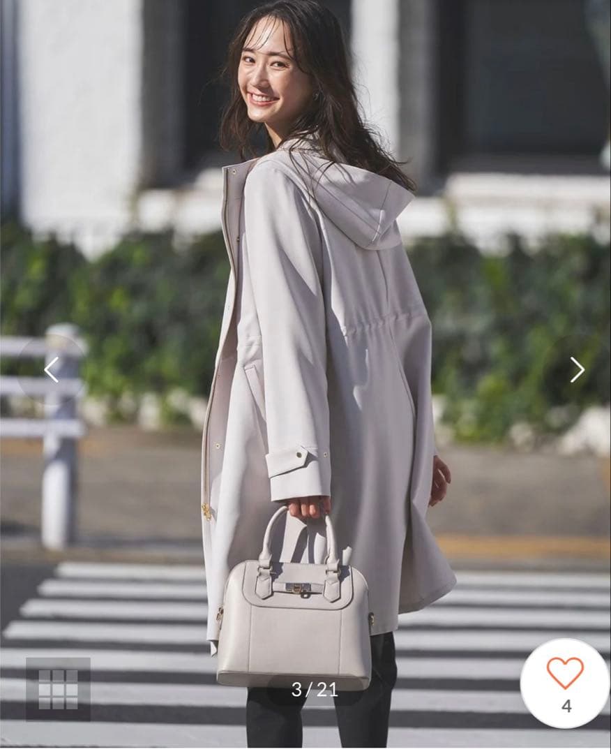 【新品】anySiS フーデットロングアウター ライトグレー　M
