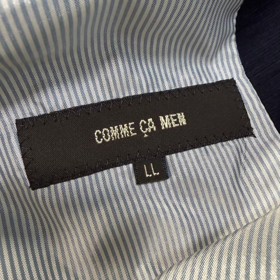 【美品】COMME CA MEN 紺ブレ 金ボタン 6B 背抜き ネイビー LL