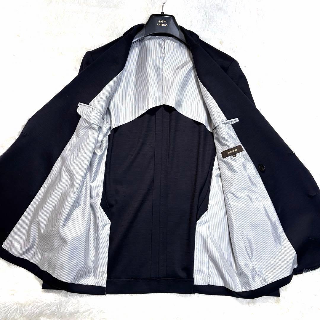 【美品】COMME CA MEN 紺ブレ 金ボタン 6B 背抜き ネイビー LL