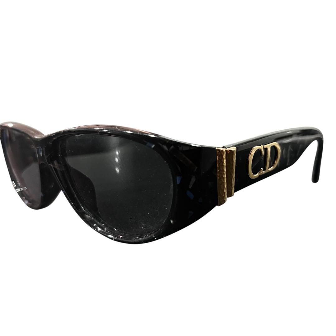 【美品】Christian Dior サングラス ブラックCD金ロゴ ディオール