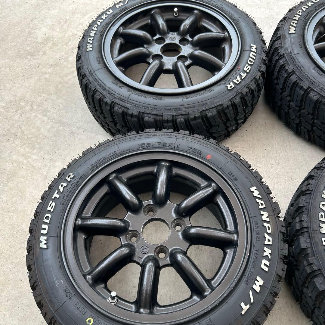 G*O様 ワタナベ１４インチホイール６Ｊ PCD100 ◉溝ありマッドタイヤ付き
