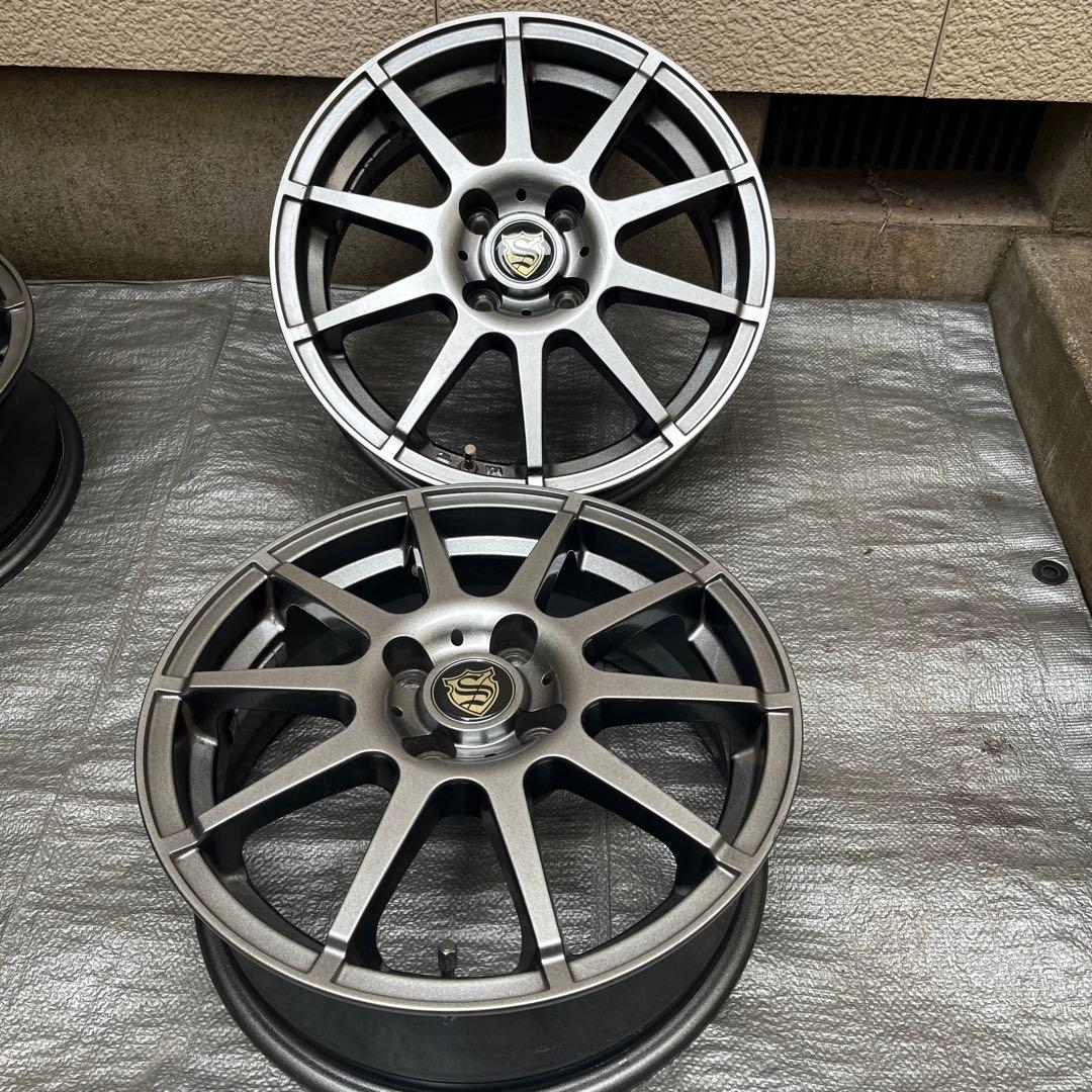 国産車 5.5J15 4/100 +38 アルミホイール 15インチ グレー