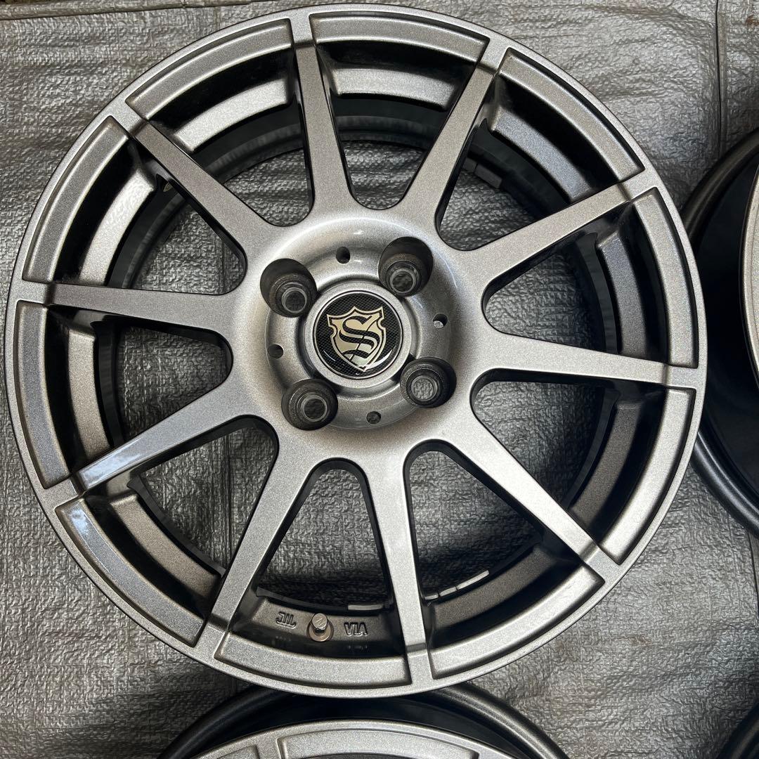国産車 5.5J15 4/100 +38 アルミホイール 15インチ グレー