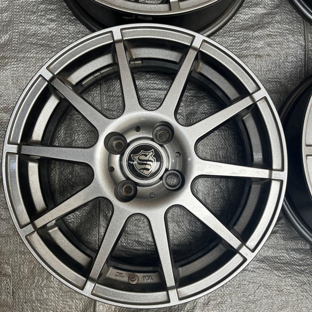 国産車 5.5J15 4/100 +38 アルミホイール 15インチ グレー