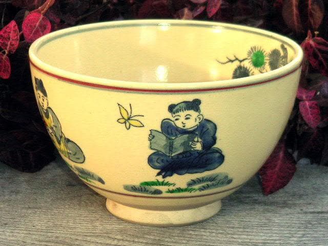 ♥京焼　唐子　茶碗 　在銘　骨董品