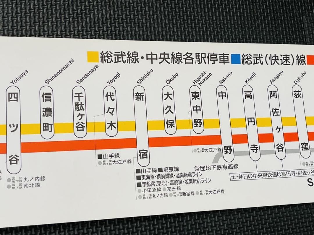 総武線・中央線 停車駅のご案内 JR東日本 電車 鉄道 車内掲示物 非売品