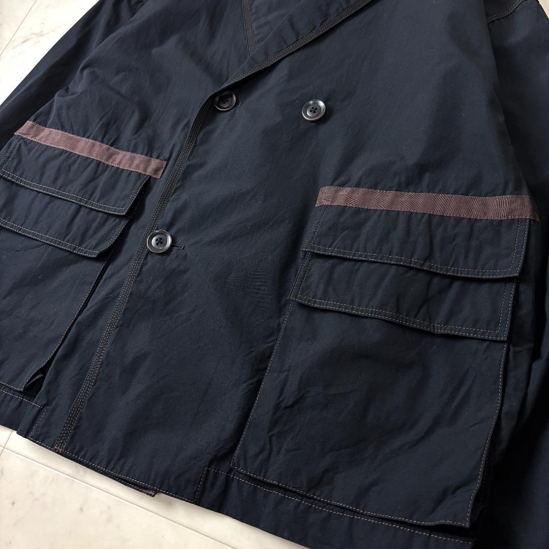 トゥモローランド 21SS コットン 4Bダブルブレストジャケット M ブラック