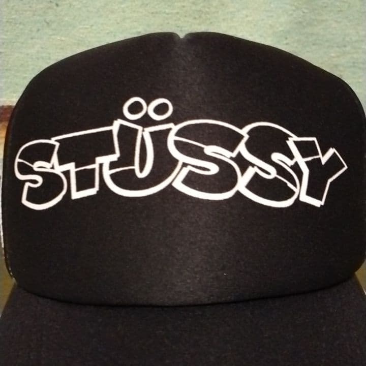 あ*あ様 90s　oldstussy　メッシュキャップ　台湾製　紺タグ　ブラック