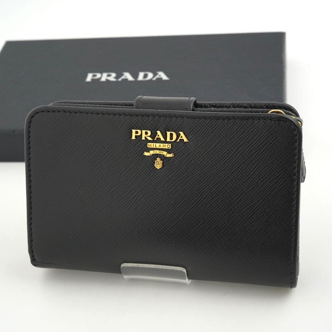 ✨Aランク✨　PRADA ミニ財布　サフィアーノレザー　サフィアーノ　二つ折り