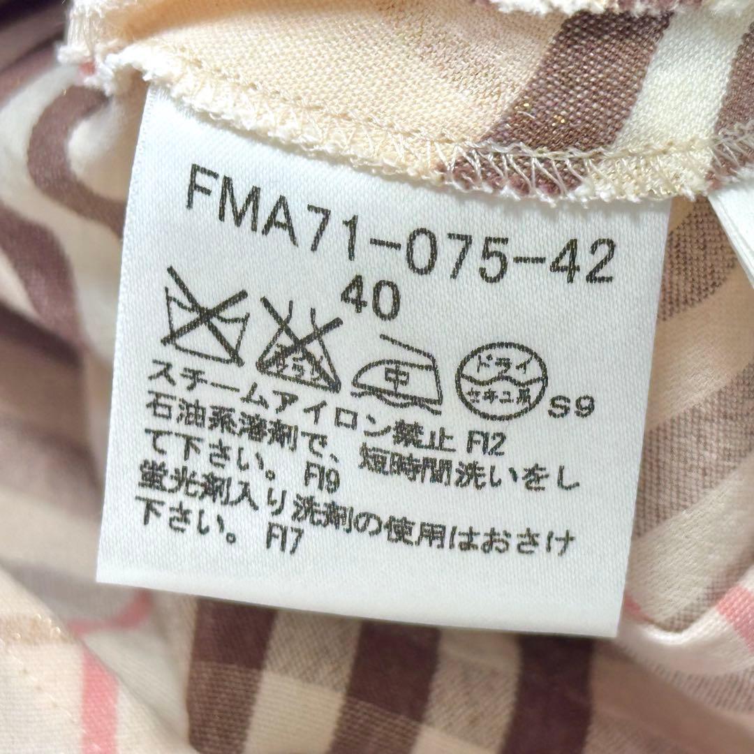 【美品】BURBERRY リネンブレンドフレンチスリーブフレアワンピース 40
