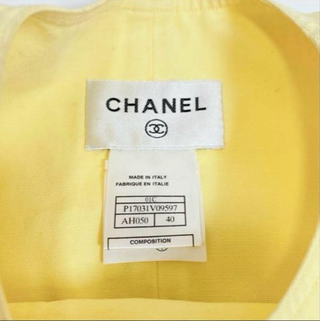 CHANEL シャネル　ワンピース　ノースリーブ　デニム　イエロー　Lサイズ
