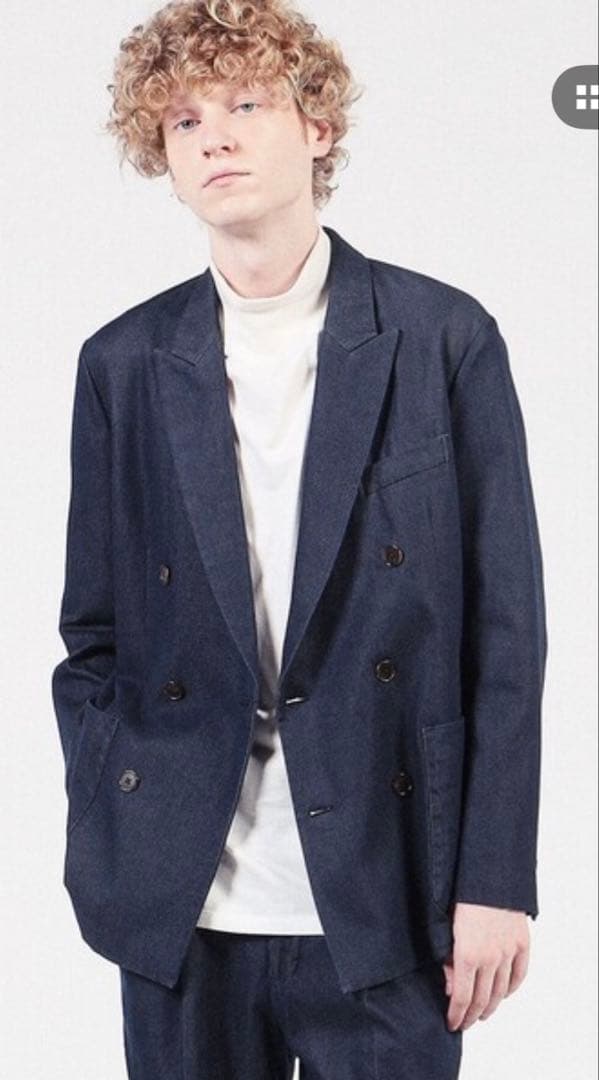 【美品】CABaN コットンデニム ダブルブレストジャケット　Mサイズ