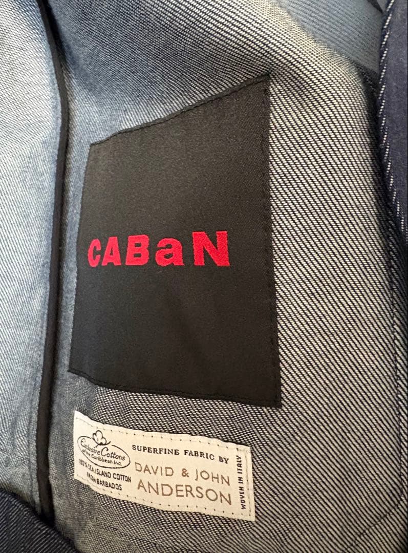 【美品】CABaN コットンデニム ダブルブレストジャケット　Mサイズ