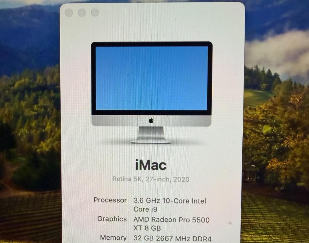 Macデスクトップ iMac Retina 5K 27 i9 2020 1TB SSD 32GB