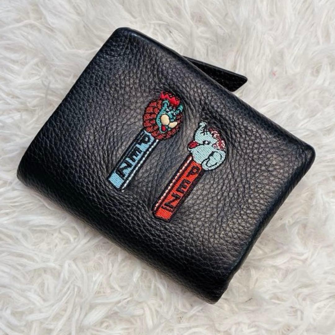 【美品】ear PAPILLONNER×PEZ 刺繍　二つ折り財布 黒
