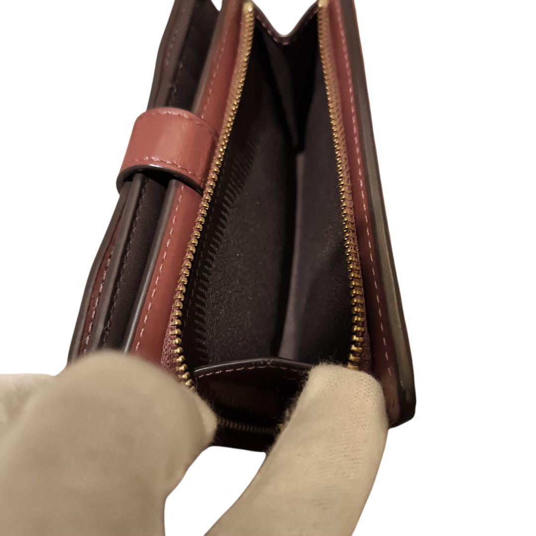 【美品】 COACH コーチ ハットンウォレット 二つ折り財布 ワインレッド
