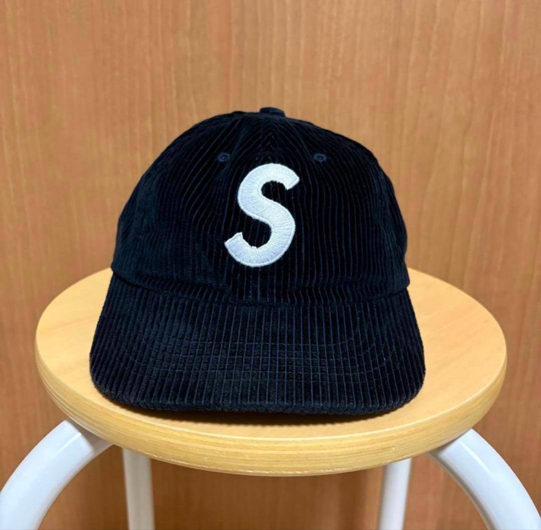 シュプリーム　SUPREME Sロゴ　キャップ　ネイビー　紺　コーデュロイ