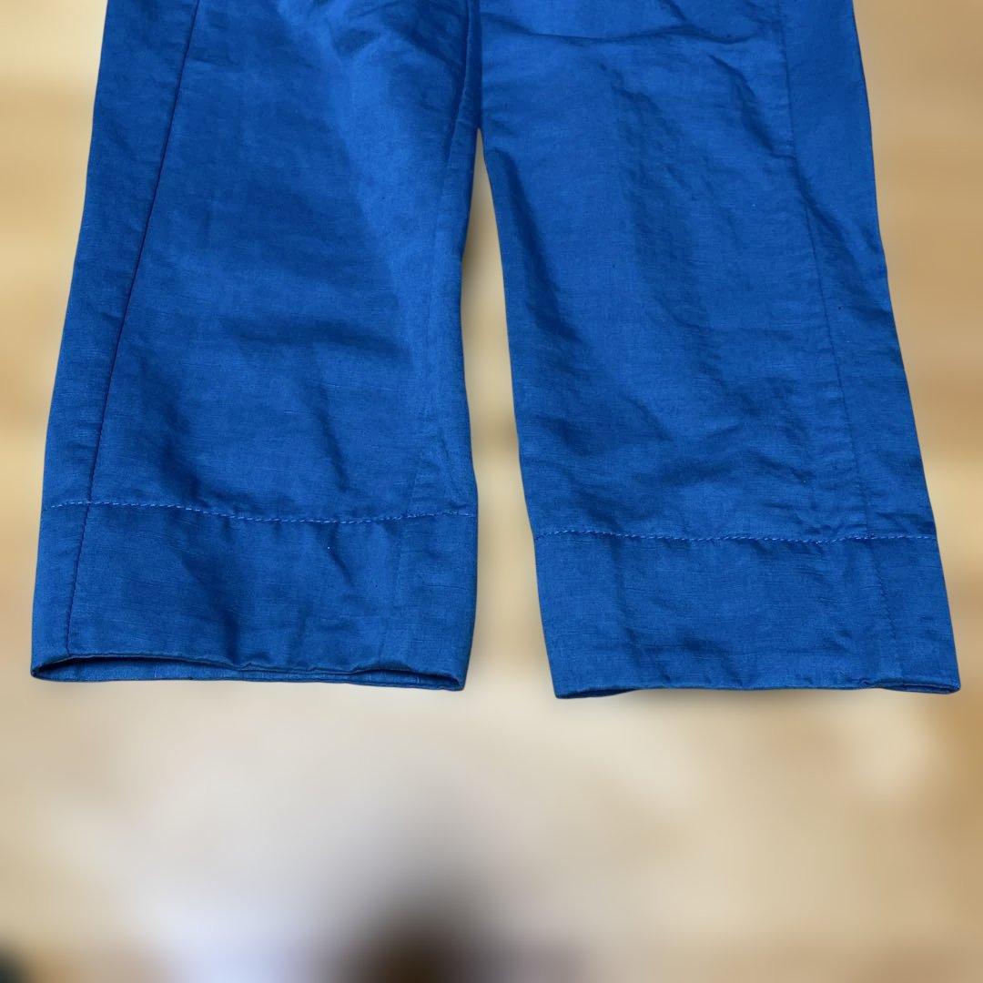 美品☆パラスパレス 麻綿 スプリングコート レザーベルト付ブルー系サイズ3（M）