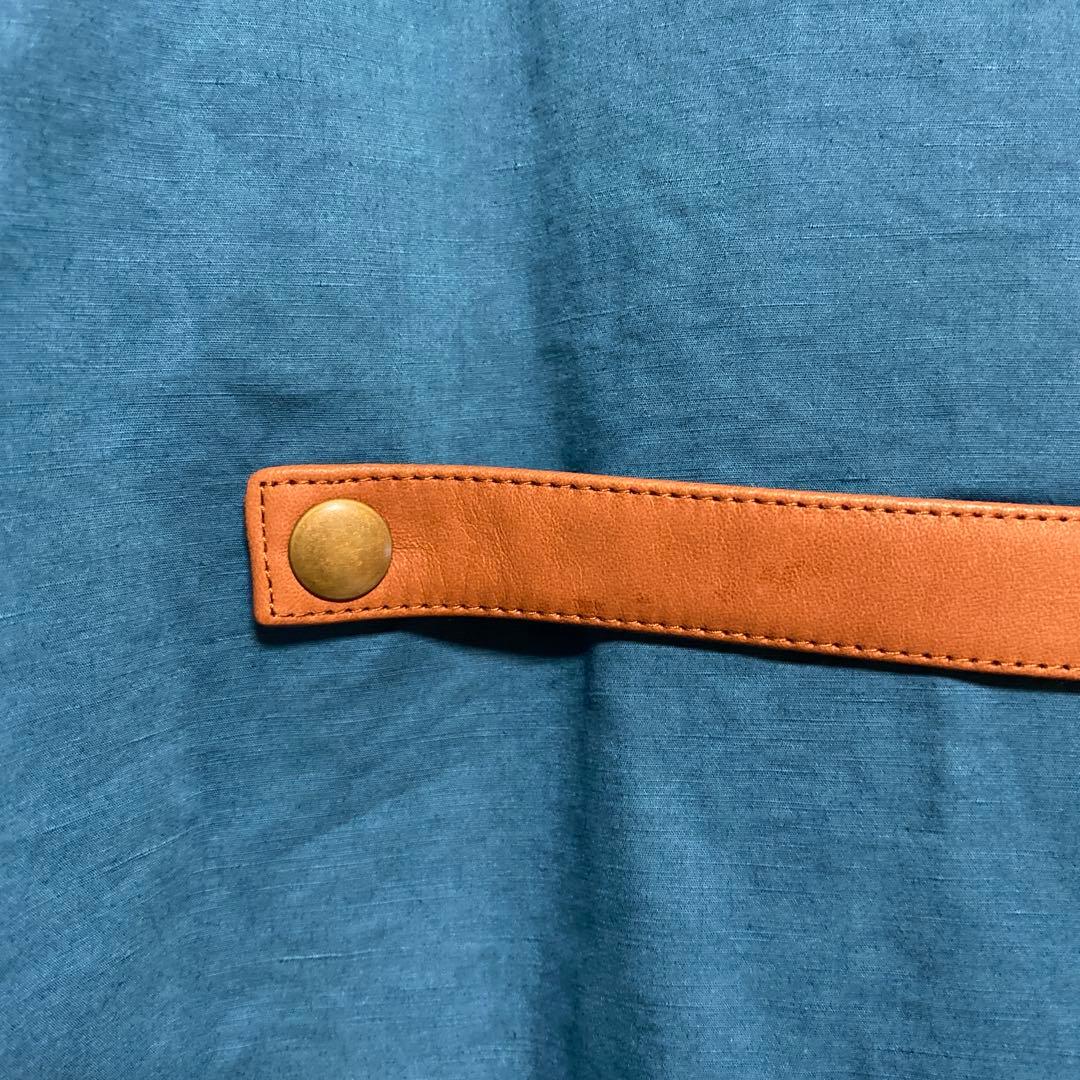 美品☆パラスパレス 麻綿 スプリングコート レザーベルト付ブルー系サイズ3（M）