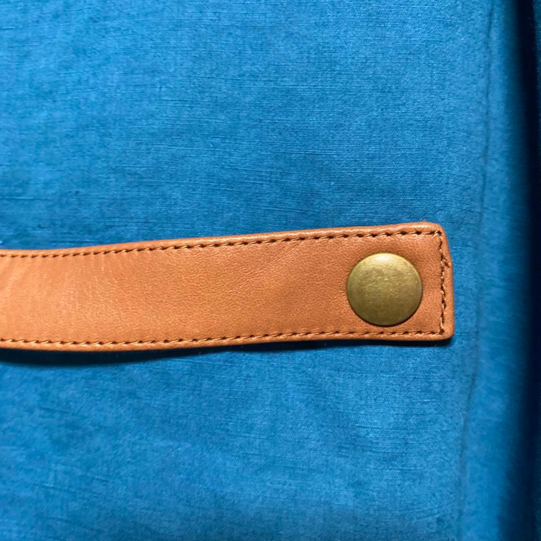 美品☆パラスパレス 麻綿 スプリングコート レザーベルト付ブルー系サイズ3（M）