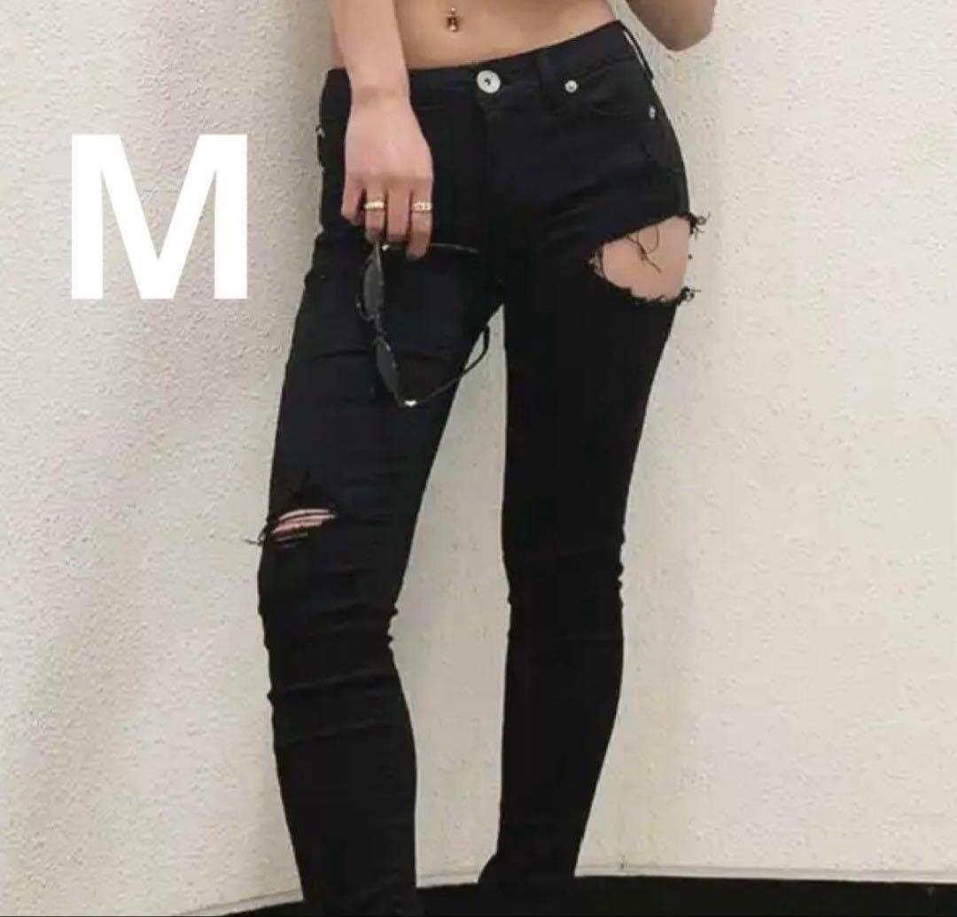 値下げ可能‼️GYDAブラック ダメージスキニーパンツ M