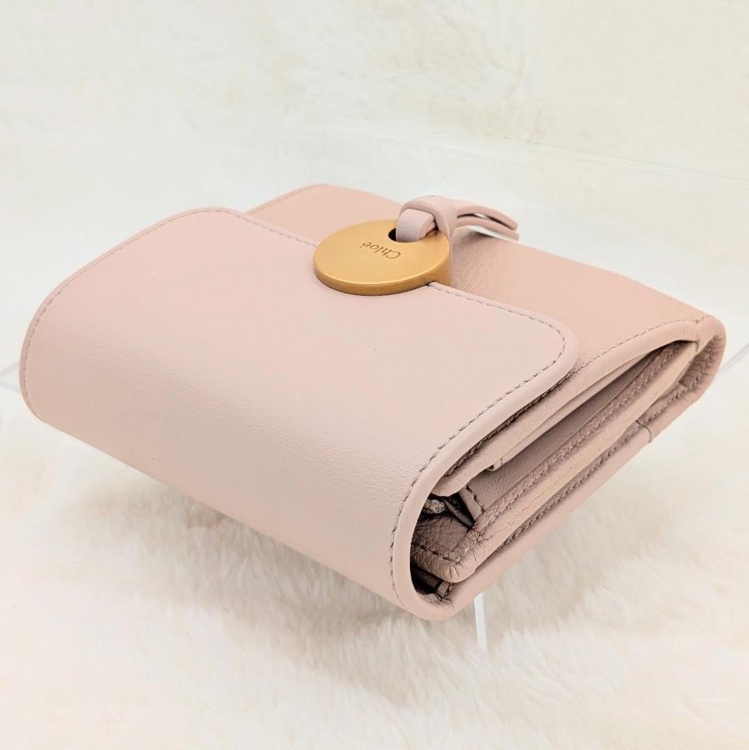 Chloé クロエ 三つ折り財布 コンパクトウォレット　レザー　ピンク