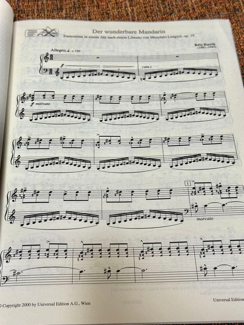 バルトーク「中国の不思議な役人」Piano Reduction 編曲：バルトーク