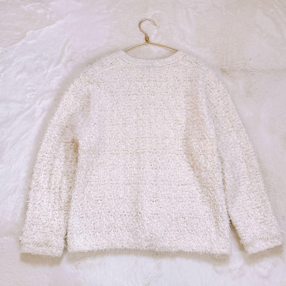 極美品♡BABYLONE バビロン ツイードニットジャケット ホワイト 25SS