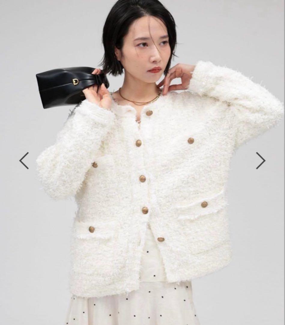 極美品♡BABYLONE バビロン ツイードニットジャケット ホワイト 25SS