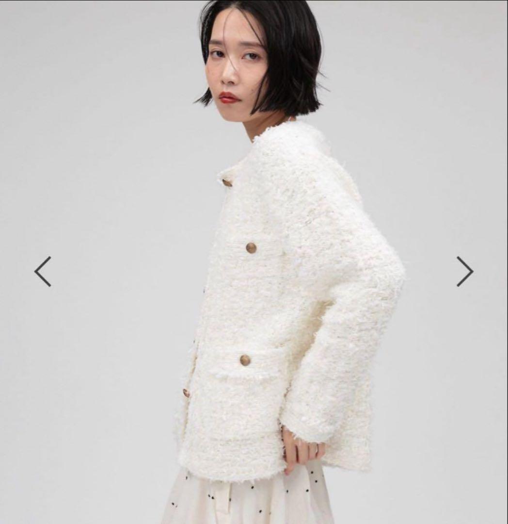 極美品♡BABYLONE バビロン ツイードニットジャケット ホワイト 25SS