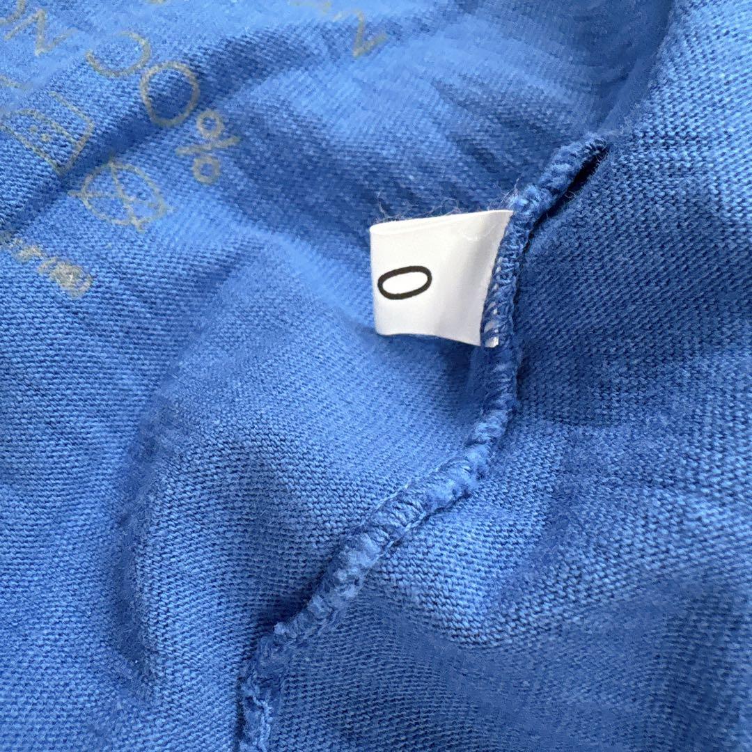 美品✨45R コットン ドルマンスリーブ ビッグ Tシャツ ロゴ刺繍 ブルー
