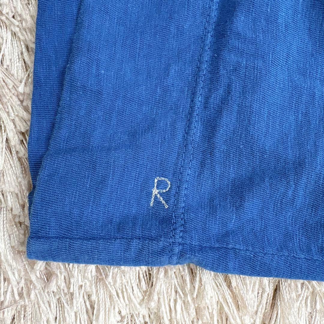 美品✨45R コットン ドルマンスリーブ ビッグ Tシャツ ロゴ刺繍 ブルー