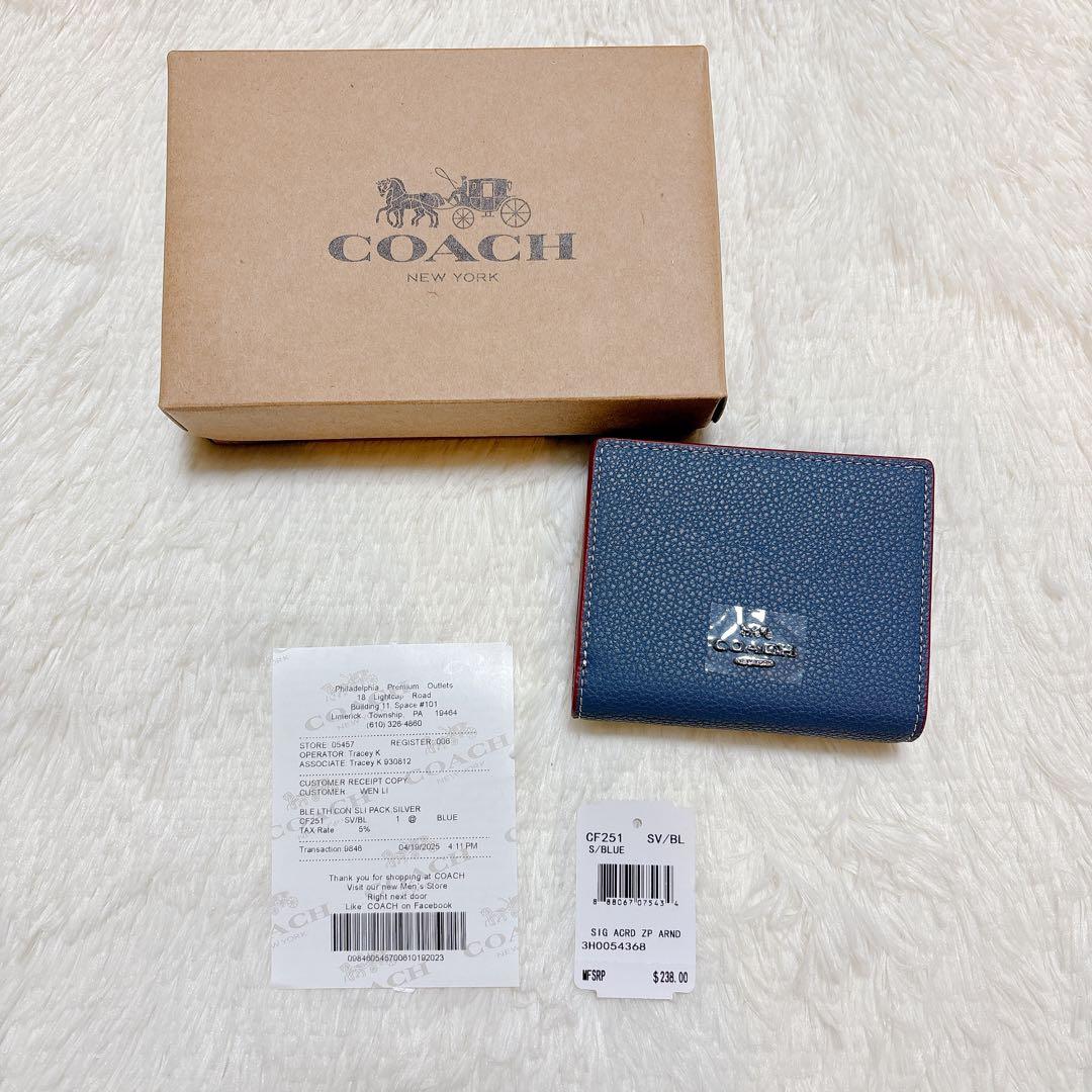 新品・付属品完備⭐️ コーチ スヌーピー 二つ折り財布 ピーナッツ コラボ 青