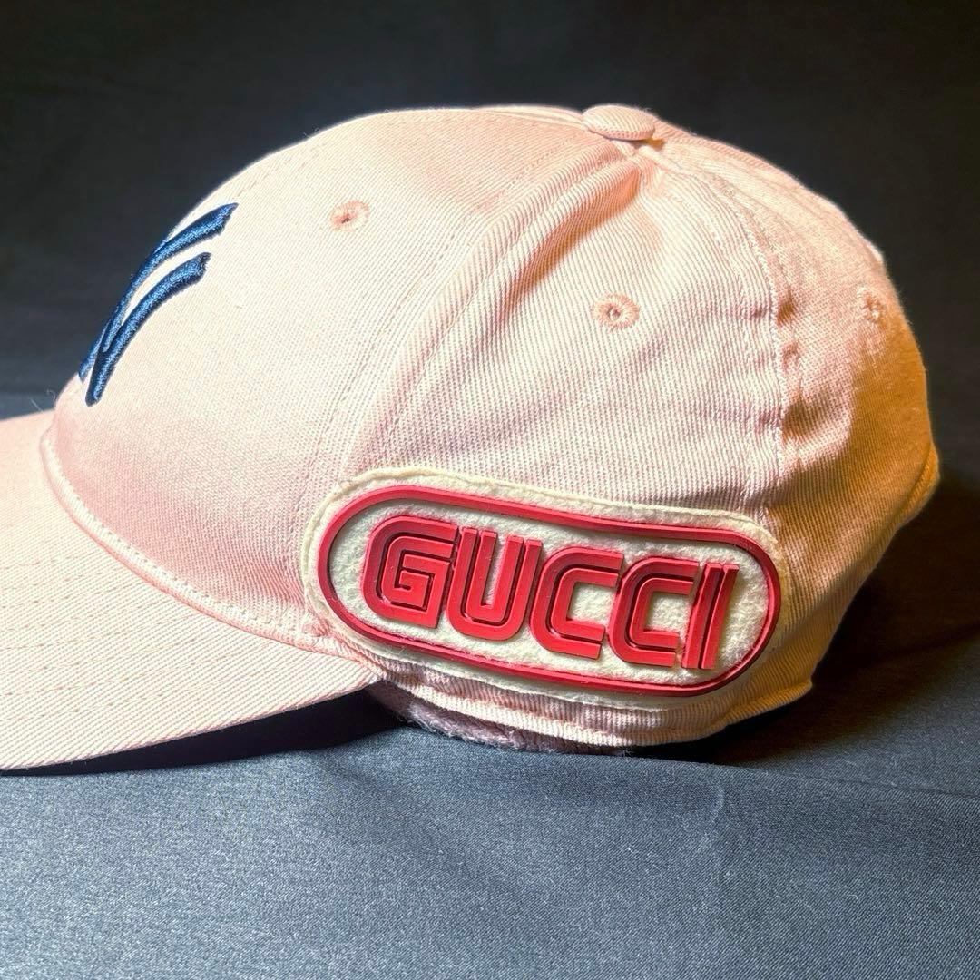 GUCCI グッチ NY ニューヨークヤンキース キャップ 帽子 ピンク うさぎ