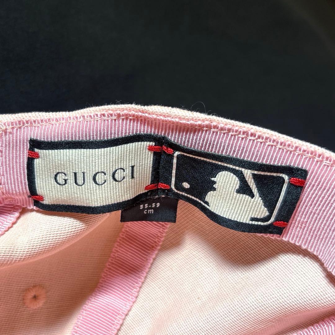 GUCCI グッチ NY ニューヨークヤンキース キャップ 帽子 ピンク うさぎ