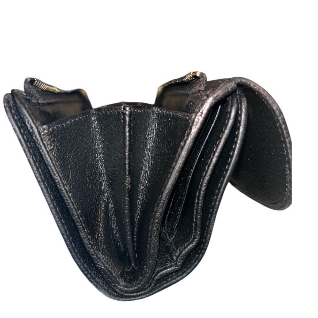 【極美品】miumiu レザー2つ折り財布 ゴールドロゴ 黒