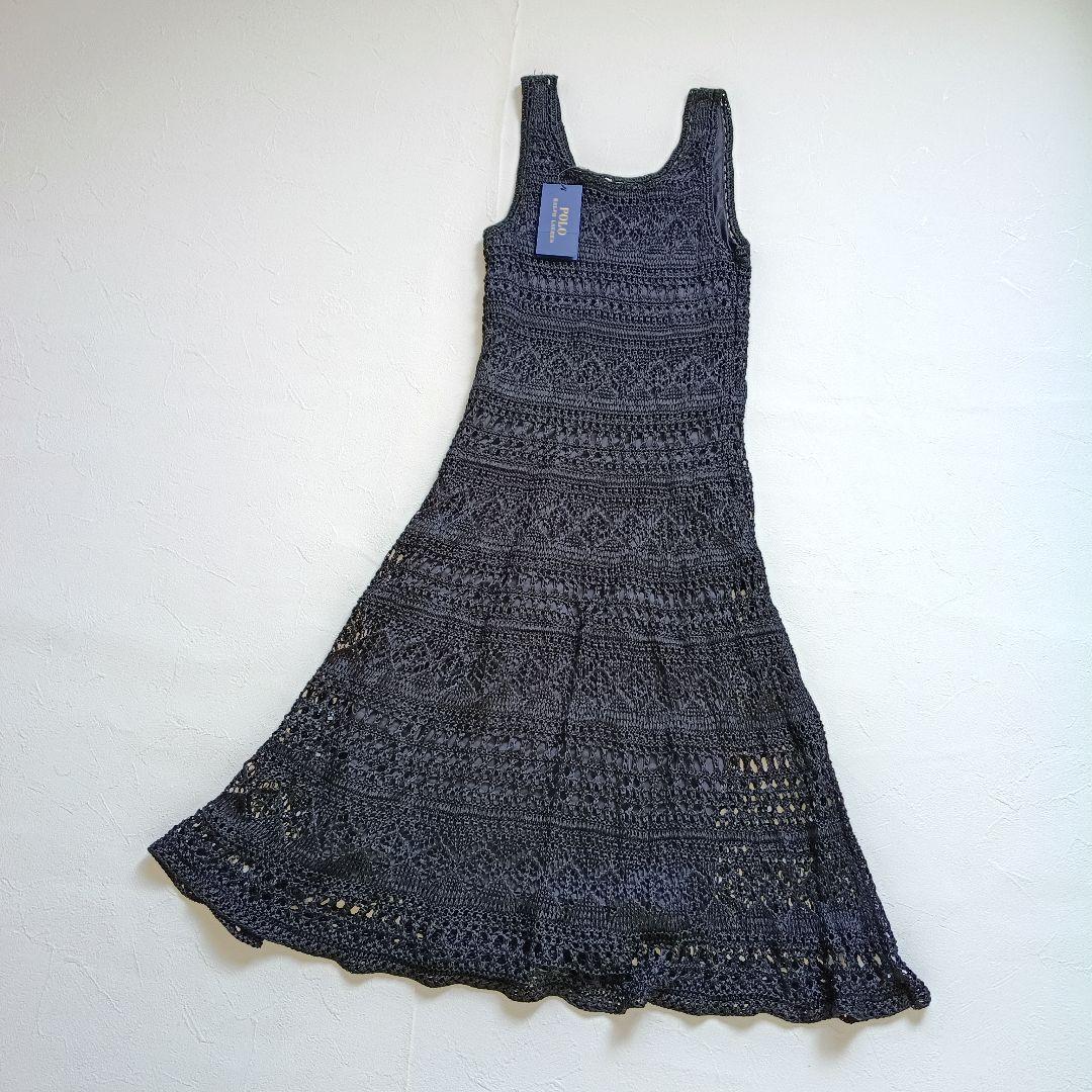 新品　ラルフローレン　ニット　ワンピース　ノースリーブ　レース　かぎ編み