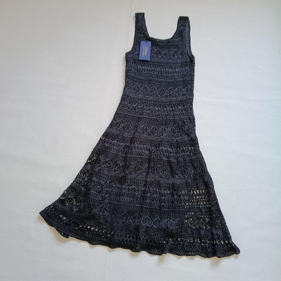 新品　ラルフローレン　ニット　ワンピース　ノースリーブ　レース　かぎ編み