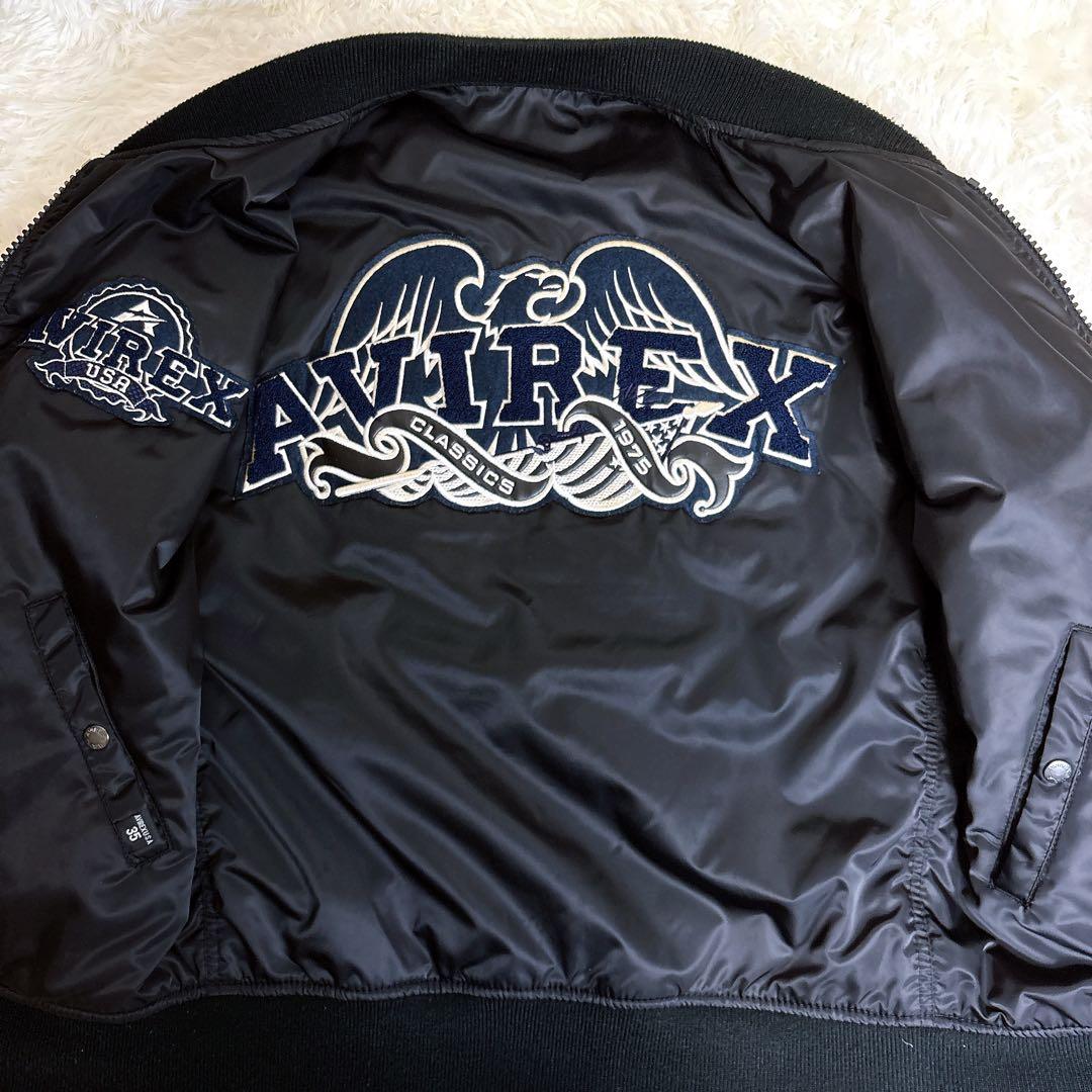 【美品】 AVIREX MA-1 フライトジャケット 35周年記念 L 刺繍ロゴ
