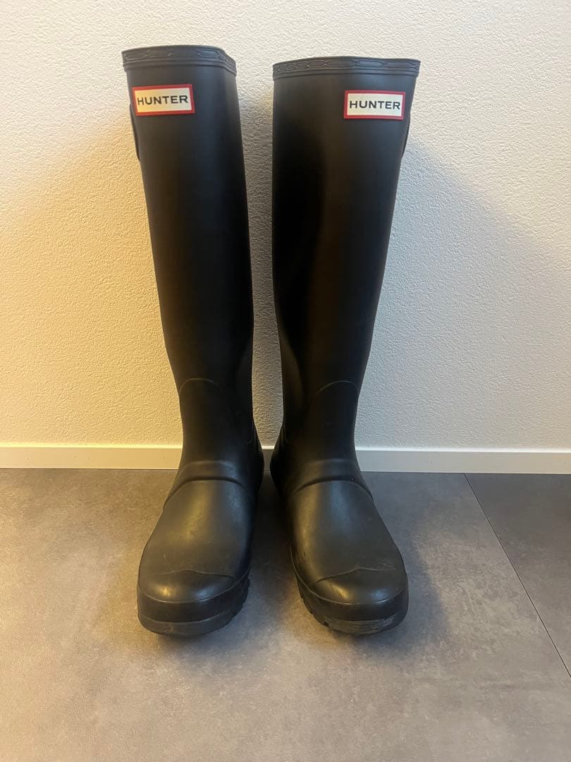 HUNTER ロングブーツ バックル付き　ブラック　UK6 24-25cm