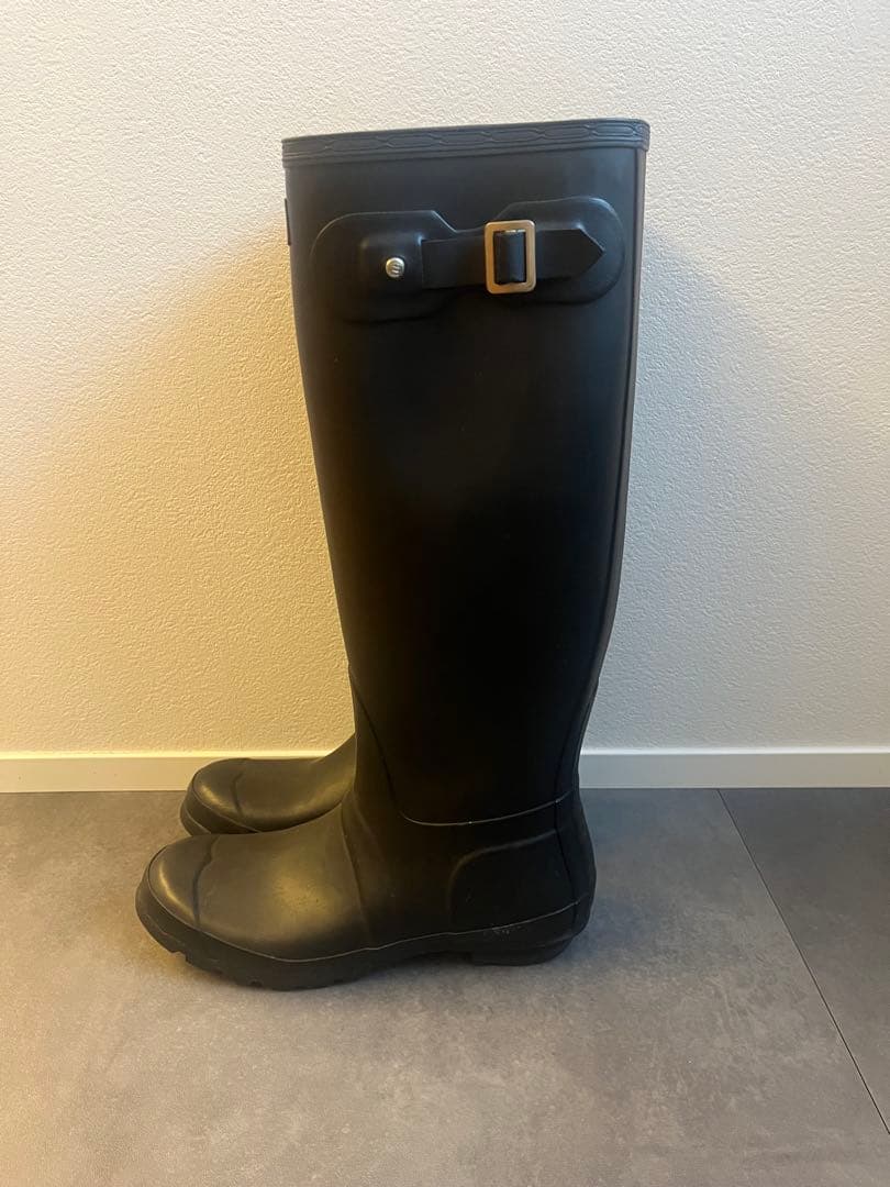 HUNTER ロングブーツ バックル付き　ブラック　UK6 24-25cm