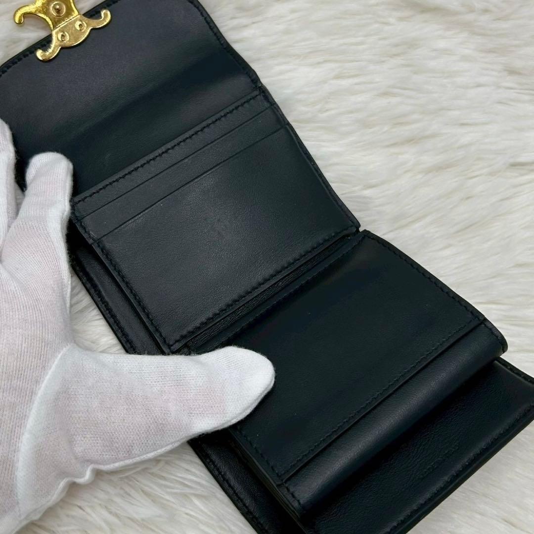 正規品✨セリーヌ スモールフラップウォレット トリオンフ 三つ折り財布 黒